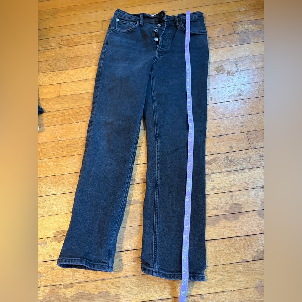 AGOLDE black wash button fly straight leg pants size 27 organic cotton blend - Picture 8 of 9